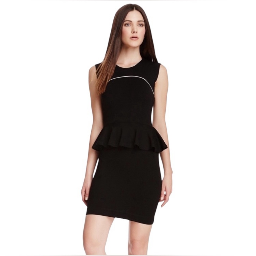 NWT FRENCH CONNECTION SLEEVELESS BLACK AND WHITE PEPLUM DRESS SIZE 0